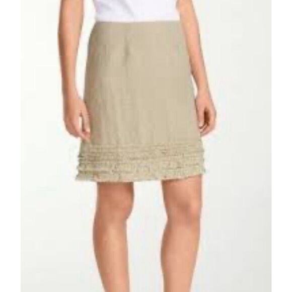Relax Tommy Bahama Women's Linen Beige Lined Summer Knee Length Skirt Size 0 - Picture 1 of 10